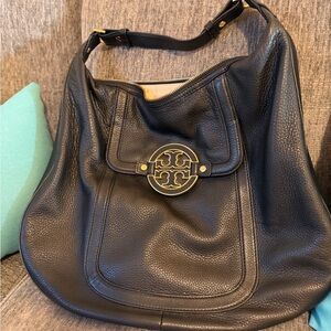 Tory Burch Black Hobo Bag with Gold Accent